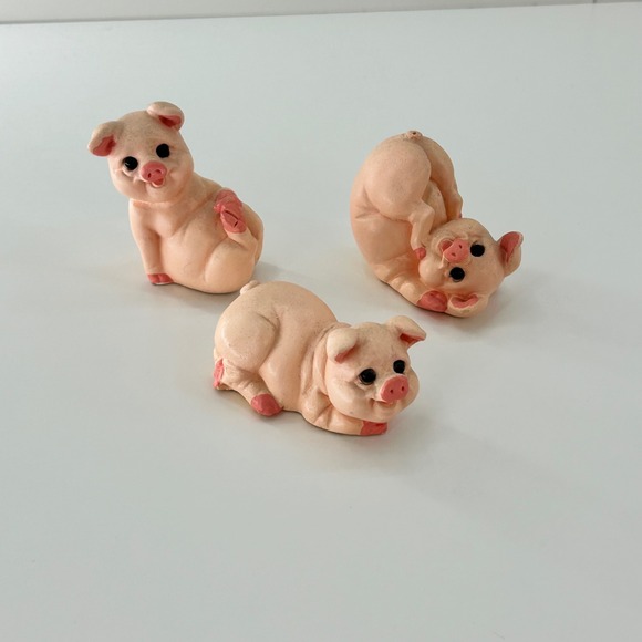 Vintage set of 3 Pink Pigs piglets Figurines Piggy Farm Animals - Picture 1 of 5